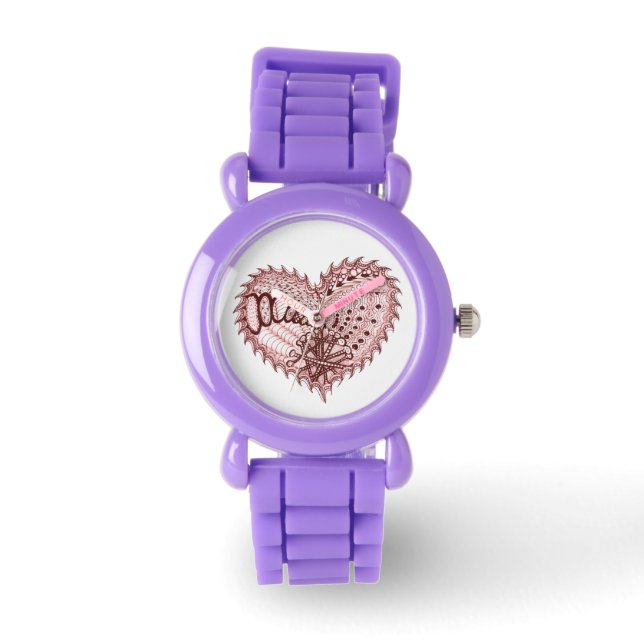 Reloj De Pulsera Corazón Purpurina rojo (Anverso)