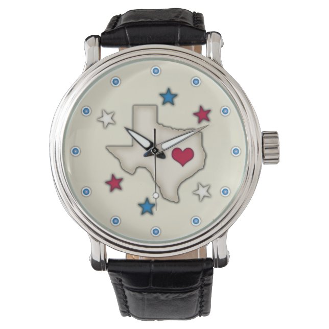 Reloj De Pulsera Corazón Rojo de Texas (Anverso)