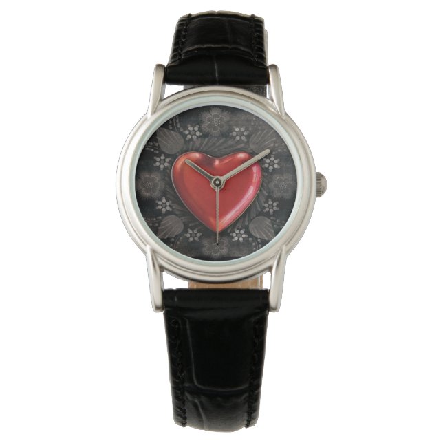 Reloj De Pulsera Corazón romántico floral Valentine Love (Anverso)