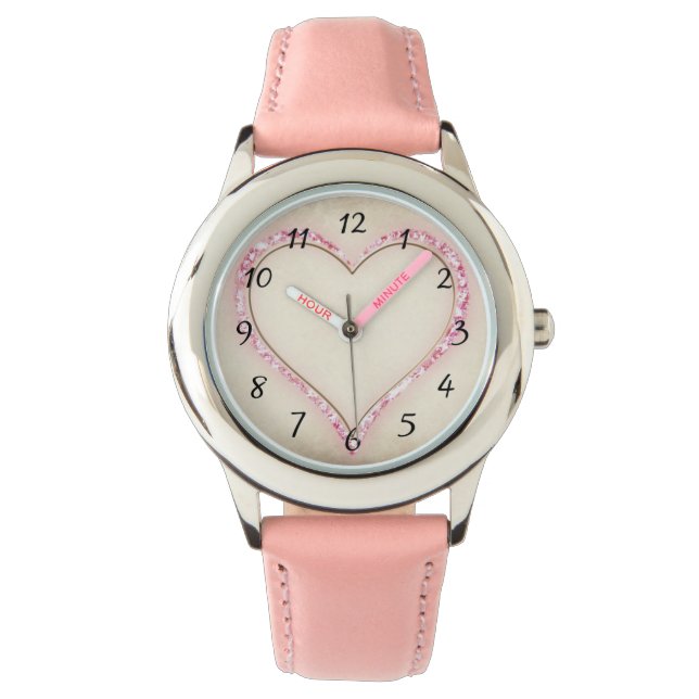 Reloj De Pulsera Corazón rosa (Anverso)