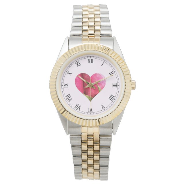 Reloj De Pulsera Corazón rosa rosado romántico (Anverso)