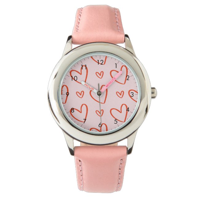 Reloj De Pulsera Corazón rosa y rojo (Anverso)