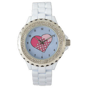 Reloj De Pulsera Corazón rosado y rojo garabato
