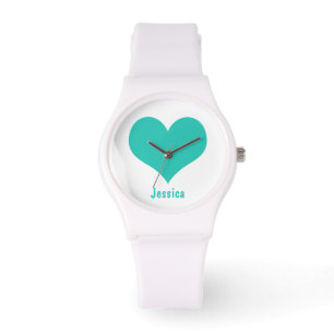 Reloj De Pulsera Corazón verde de la menta - Control de nombres per