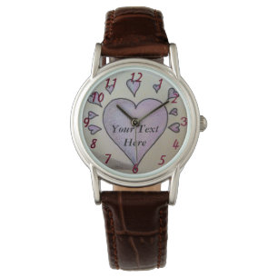 Reloj De Pulsera corazón y corazones pequeños morados pintando romá