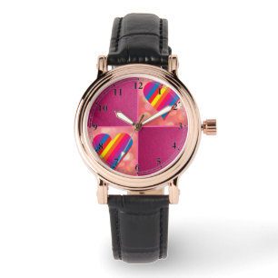 Reloj De Pulsera Corazones arcoiris