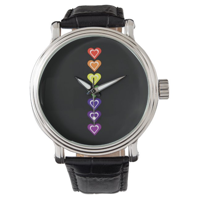 Reloj De Pulsera Corazones arcoíris (Anverso)