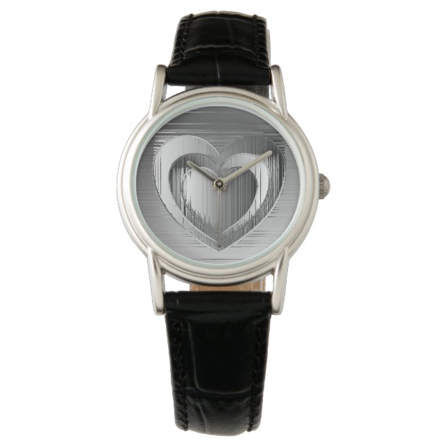 Reloj De Pulsera Corazones cromadas pulidas (Anverso)