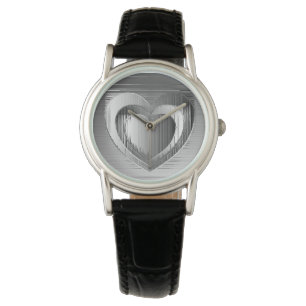 Reloj De Pulsera Corazones cromados pulidos