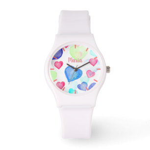 Reloj De Pulsera Corazones de acuarela