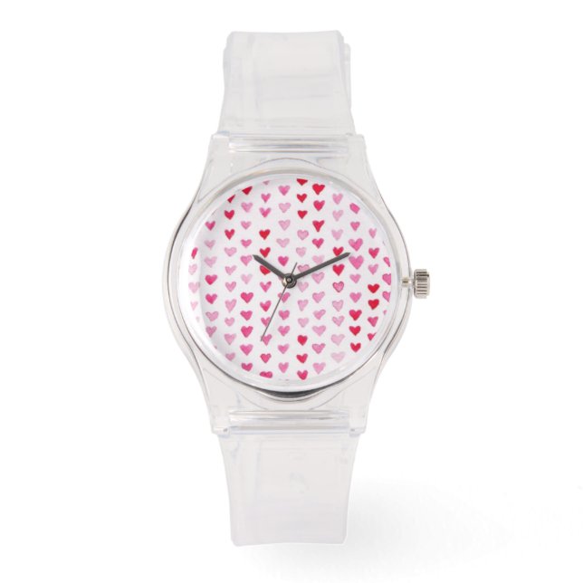 Reloj De Pulsera Corazones de acuarela (Anverso)