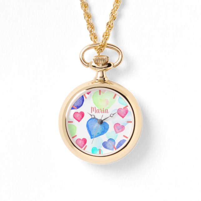 Reloj De Pulsera Corazones de acuarela (Anverso)