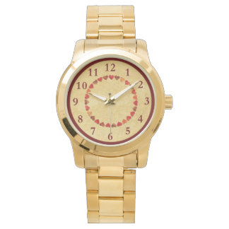 Reloj De Pulsera Corazones De Hojas De Otoño En Papel Antiguo