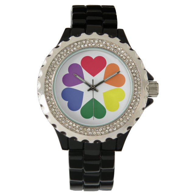 Reloj De Pulsera corazones de orgullo LGBT (Anverso)