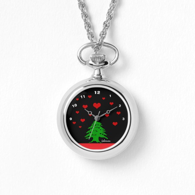 Reloj De Pulsera Corazones del Líbano y moda de la bandera libanesa (Anverso)