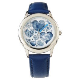 Reloj De Pulsera Corazones en azul delft