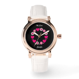 Reloj De Pulsera Corazones florales elegantes, Día de San Valentín 