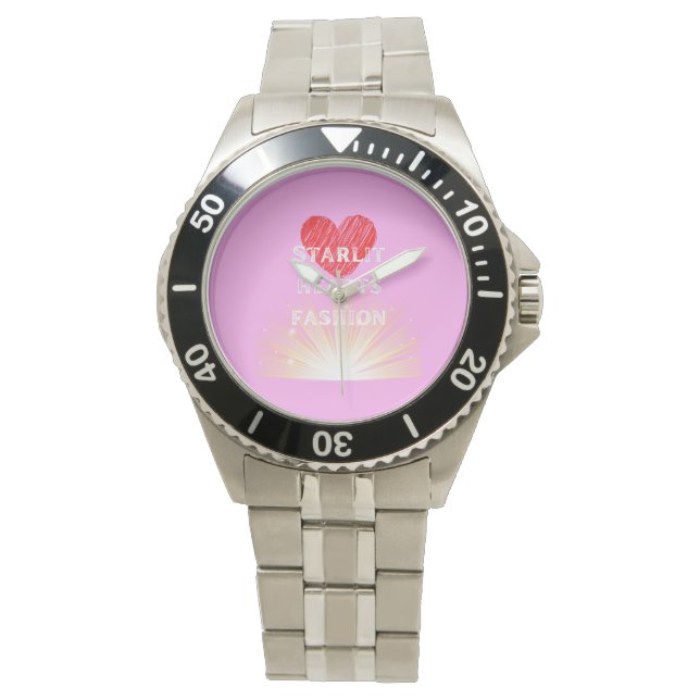 Reloj De Pulsera Corazones iluminados por estrellas Moda Red Heart  (Anverso)