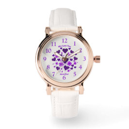 Reloj De Pulsera Corazones morados para su Día de San Valentín