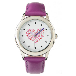 Reloj De Pulsera Corazones Rojo Y Rosa