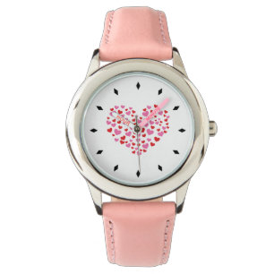 Reloj De Pulsera Corazones Rojo Y Rosa