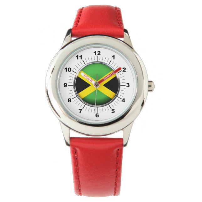 Reloj De Pulsera Corazones rojos de la bandera de Jamaica ajustable (Anverso)