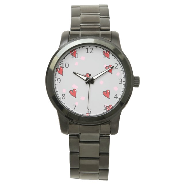 Reloj De Pulsera Corazones rojos en gris (Anverso)