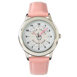 Reloj De Pulsera Corazones rosados ajustables del niño personalizad