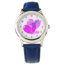 Reloj De Pulsera Corazones rosados en blanco Una plantilla para su 