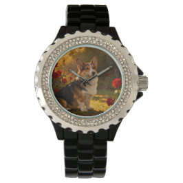 Reloj De Pulsera Corgi in the Roses I