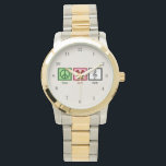 Reloj De Pulsera Coro de amor por la paz<br><div class="desc">Un signo de paz, corazón, y un trébol en el personal hacen un hermoso regalo de director de coro. Cuto reloj de coro.</div>