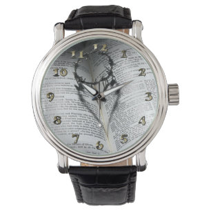 Reloj De Pulsera Corona de Corazón y Biblia desgarradora