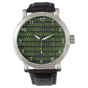 Reloj De Pulsera Correa de cuero binaria 1 0 Geek Nombre de código