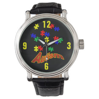 Reloj De Pulsera Correa de cuero de época de autismo