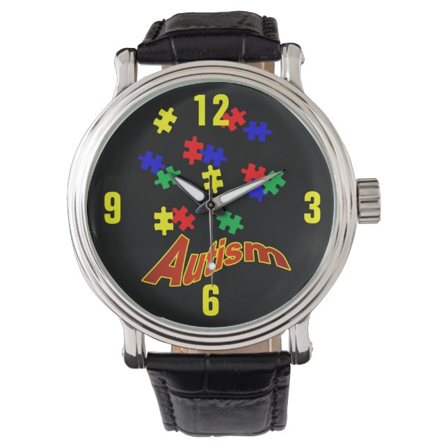 Reloj De Pulsera Correa de cuero de época de autismo (Anverso)