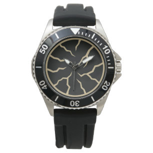Reloj De Pulsera Correa de goma negra de acero inoxidable con super
