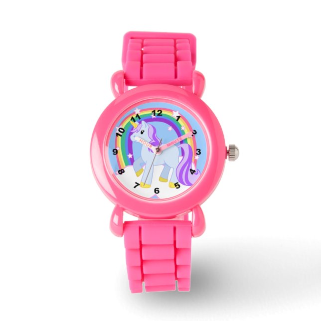 Reloj De Pulsera Corta esparkly unicornio con arcoiris (Anverso)