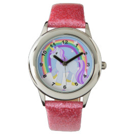 Reloj De Pulsera Corta esparkly unicornio con arcoiris