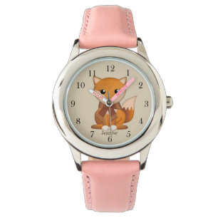 Reloj De Pulsera Corte autumn fox y nombre personalizado