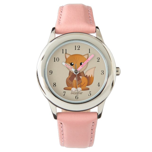 Reloj De Pulsera Corte autumn fox y nombre personalizado (Anverso)