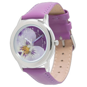 Reloj De Pulsera Cortejo púrpura de pana blanca