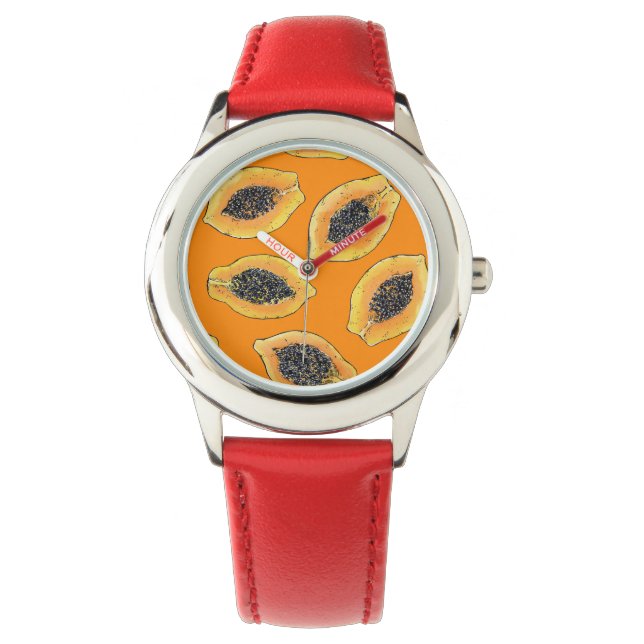 Reloj De Pulsera Cortes de Papaya en naranja (Anverso)