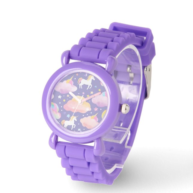 Reloj De Pulsera Corto arcoiris unicornio niños de cumpleaños mágic (Ángulo)