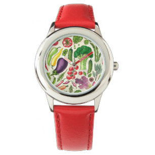 Reloj De Pulsera Cosecha de huertos de verduras y hierbas en blanco