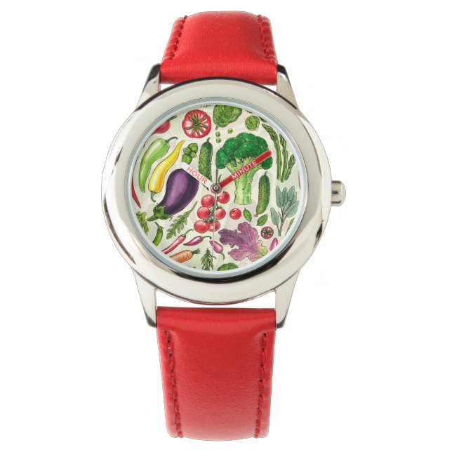 Reloj De Pulsera Cosecha de huertos de verduras y hierbas en blanco (Anverso)