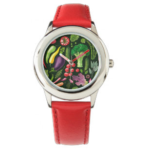 Reloj De Pulsera Cosecha de huertos de verduras y hierbas en negro
