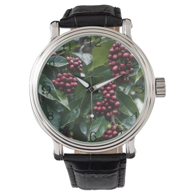 Reloj De Pulsera **"Cosecha en flor: granos de café en el árbol"** (Anverso)