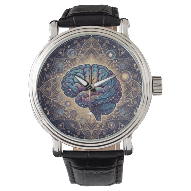 Reloj De Pulsera Cosmic Mind Mandala – Abstract Brain Art (Anverso)