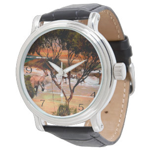 Reloj De Pulsera "Costeras: Kangaroos en la costa en petróleo"