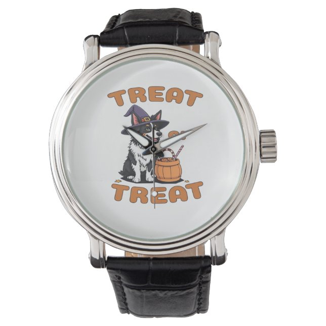 Reloj De Pulsera Costuma de perro collie de la frontera Halloween " (Anverso)